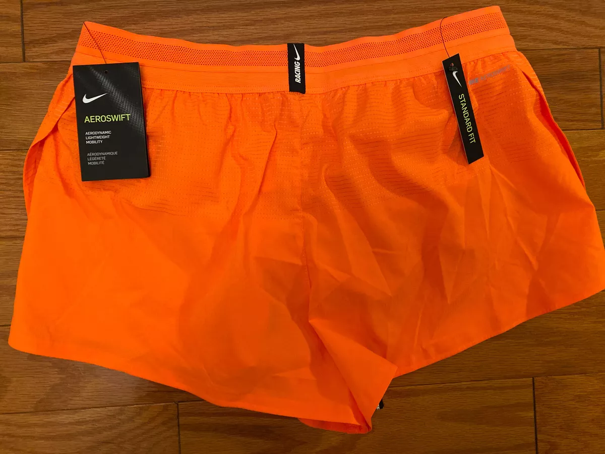 $80 NEW Mens Nike Aeroswift Running Racing Shorts Orange 2 AQ5257 803  LARGE