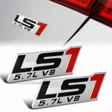 2PCS Aluminum Adhesive LS1 5.7L V8 Bumper Trunk Decal Emblem Badge Sticker Logo
