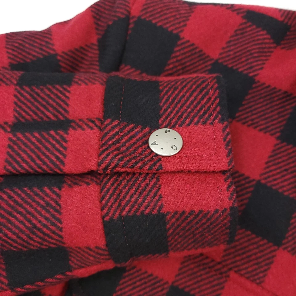 $595 APC Blouson New Ian Red & Black Buffalo Plaid Shirt Jacket Mens Size Small - Image 3 of 4
