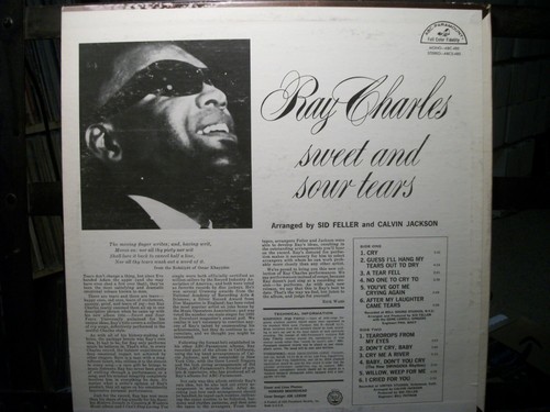 RAY CHARLES Sweet & Sour Tears LP VG+ 1963 ABC ABC480 - Imagen 2 de 2