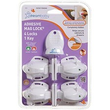 Dreambaby Adhesive Mag Locks - 4 Locks, 1 Key - White