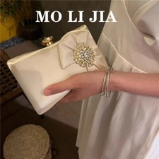 Luxury Satin Evening Bag Wedding Party Clutch Purse Women Handbag Shoulder Bag