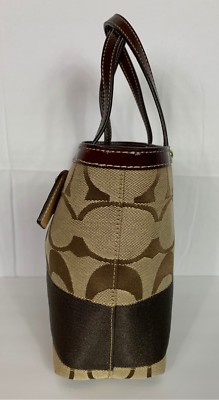 Coach Khaki Signature with Brown Stripe Canvas Tote Bag #10123 | eBay