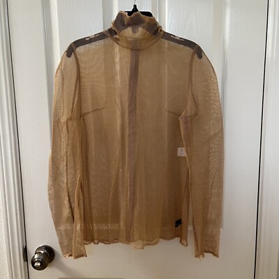 Undercover Co.,Ltd Mesh Beige Long Sleeve High Neck Top Shirt Zip Back Women's
