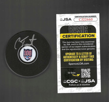Cam Talbot Signed New York Rangers Centennial 100th Puck JSA COA