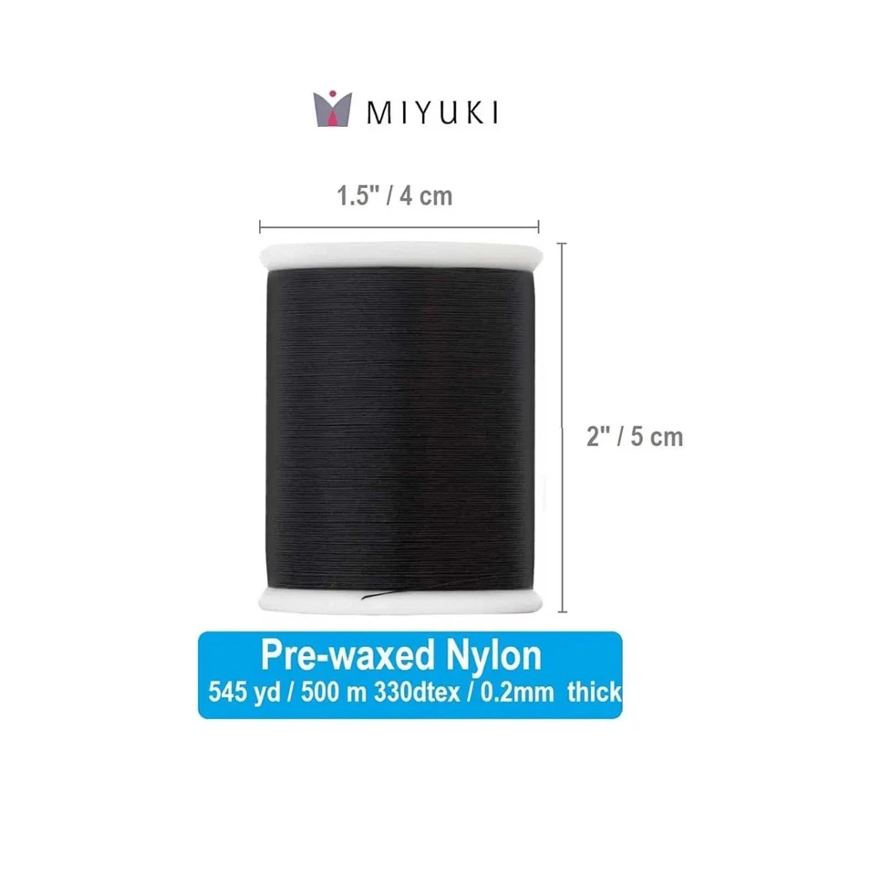 Miyuki Beading Nylon Thread Black, 545 Yd Spool, 330dtex / 0.2mm Diameter - Image 3 of 3
