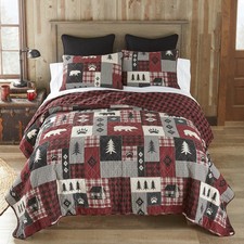 Bear Peak Rustic Wilderness Country Cabin King 3 Pc Quilted Bedding Set