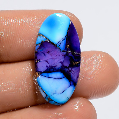 Blue Oyster Turquoise Oval Shape Cabochon Loose Gemstone 11 Ct 24X11X2 mm OB-584