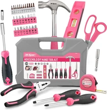 Hi-Spec 42Pc Small Tool Box Set for Women. Home, Office and College Dorm Househo