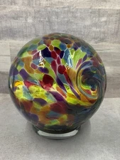 Glass Eye Studio Sea Globe Tabletop Hand Made Iridescent Rainbow, Large 6”