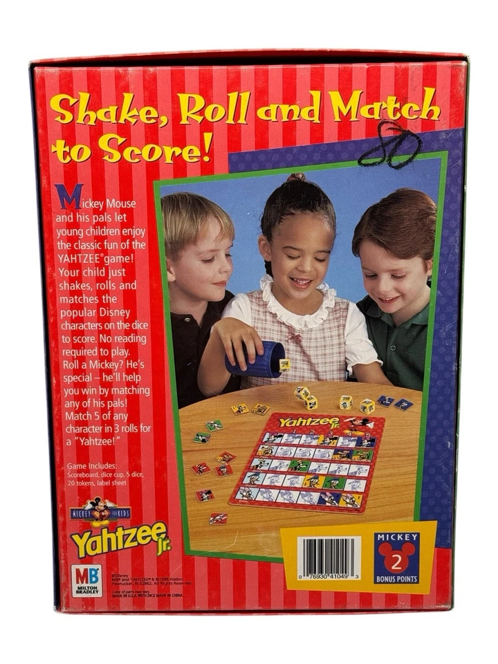 Vintage 1998 Yahtzee Jr Disney Mickey Mouse Game Hasbro MB NEW Opened Box Rare! - Image 2 of 4