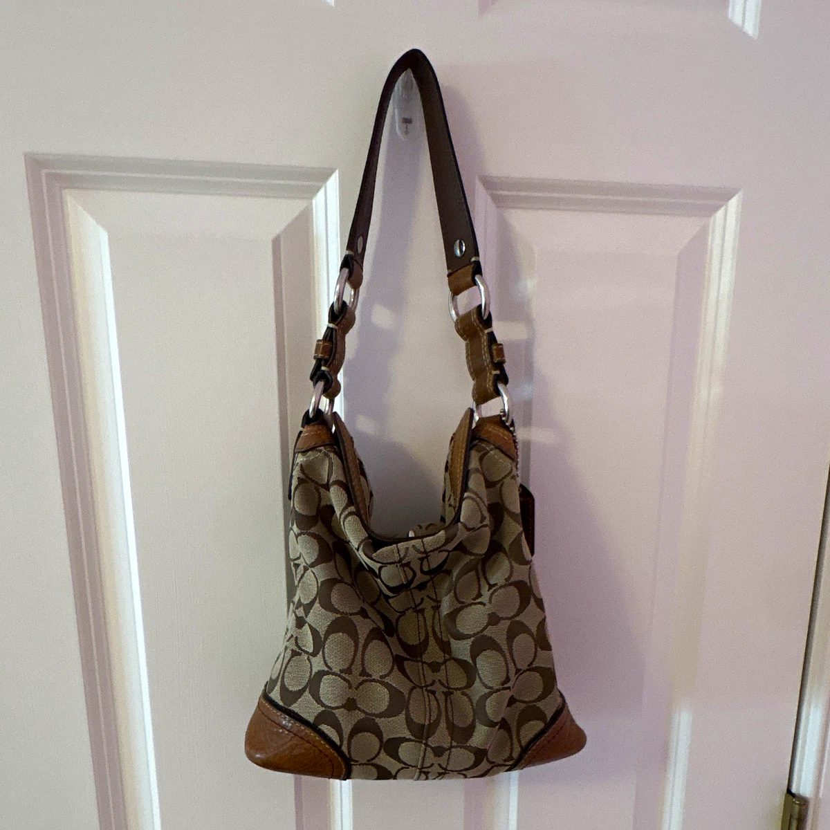 バッグ COACH Signature Hobo Shoulder Bag Brown Coach Brown Signature Hobo Bag for sale | eBay