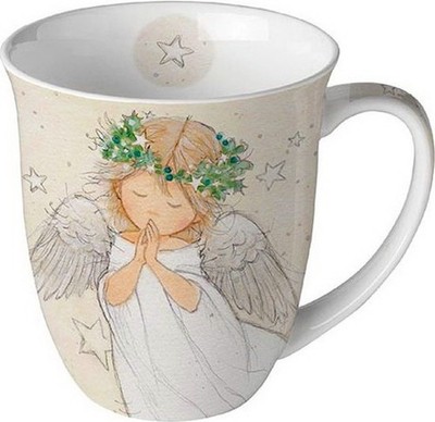 Porzellan-Tasse ''Praying Angel'' Engel Sterne Flügel 0,4l Becher*Weihnachten