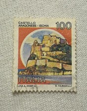 Francobollo Castello Aragonese Ischia 1980 - Timbro e filigrana stelle