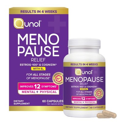 Qunol Menopause Relief Capsules, Peri to Post, 60 Count (Pack of 1), White 