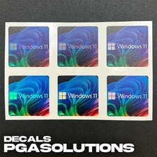 6x Windows 11 Pro Desktop / Laptop Sticker Label Holographic