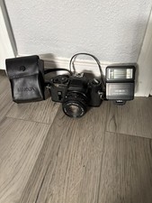 Sears Black SLR Film Camera K250mm f/1.7 Lens 280PX Flash Untested