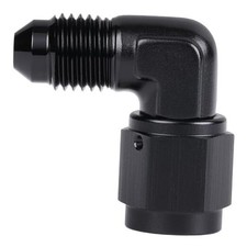 Female to Male Flare 90 Degree Elbow Swivel Fitting 3AN Black - 90 Degree