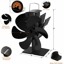 Heat Powered Wood Stove Fan 6-Blade Silent Fireplace Fan for Wood Burning Stove