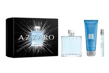 Azzaro CHROME Men 3 Pieces Set 3.4 oz  0.34 oz Edt Spray  Hair Body Shampoo