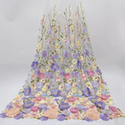 3D Flowers Embroidery Lace Fabric, 59 Inch Wide Soft Tulle Mesh Embroidered Lace