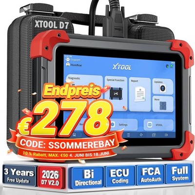 XTOOL D7 2.0 Fehler auslesegerät Profi OBD2 Diagnosegerät ALLE System ECU Coding