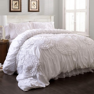 Lush Decor Serena Comforter Set, 3 Piece King, White - 