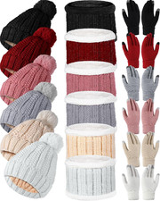 18 Pcs Winter Beanie Hat Scarf Gloves Set for Women Include 6 Pcs Knit Hat Warm