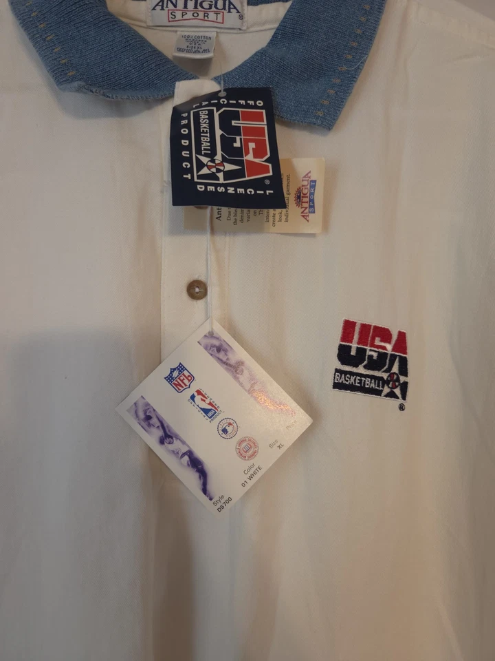 Polo de baloncesto olímpico Antigua 1992 EE. UU. Barcelona 1992 vintage para hombre XL sin existencias Foto 3 de 4