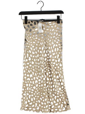 Realisation Damen Midi Rock XXS hellbraun 100% Seide gerade & Bleistift