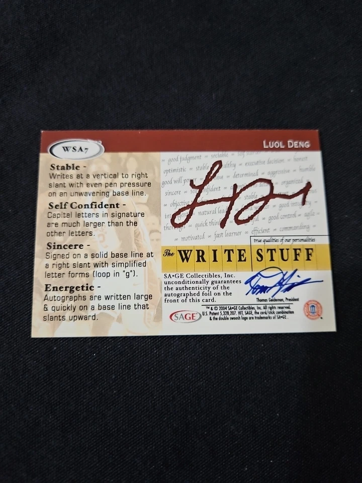 2004 SAGE Hit The Write Stuff Auto /25 Luol Deng #WSA7 Rookie Auto RC - Image 3 of 4