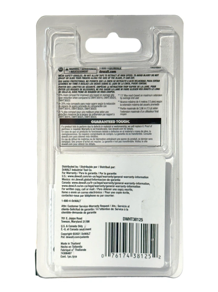Cinta métrica compacta atómica DEWALT de 25 pies - DWHT38125S Foto 3 de 3
