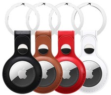 New Vegan Leather Skin Case Cover with Keychain Key Ring for Apple Airtags
