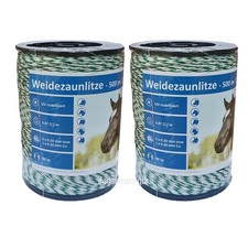 1000 Meter Weidezaunlitze 5 Niroleiter+1Kupferleiter weiss-gr&uuml;n