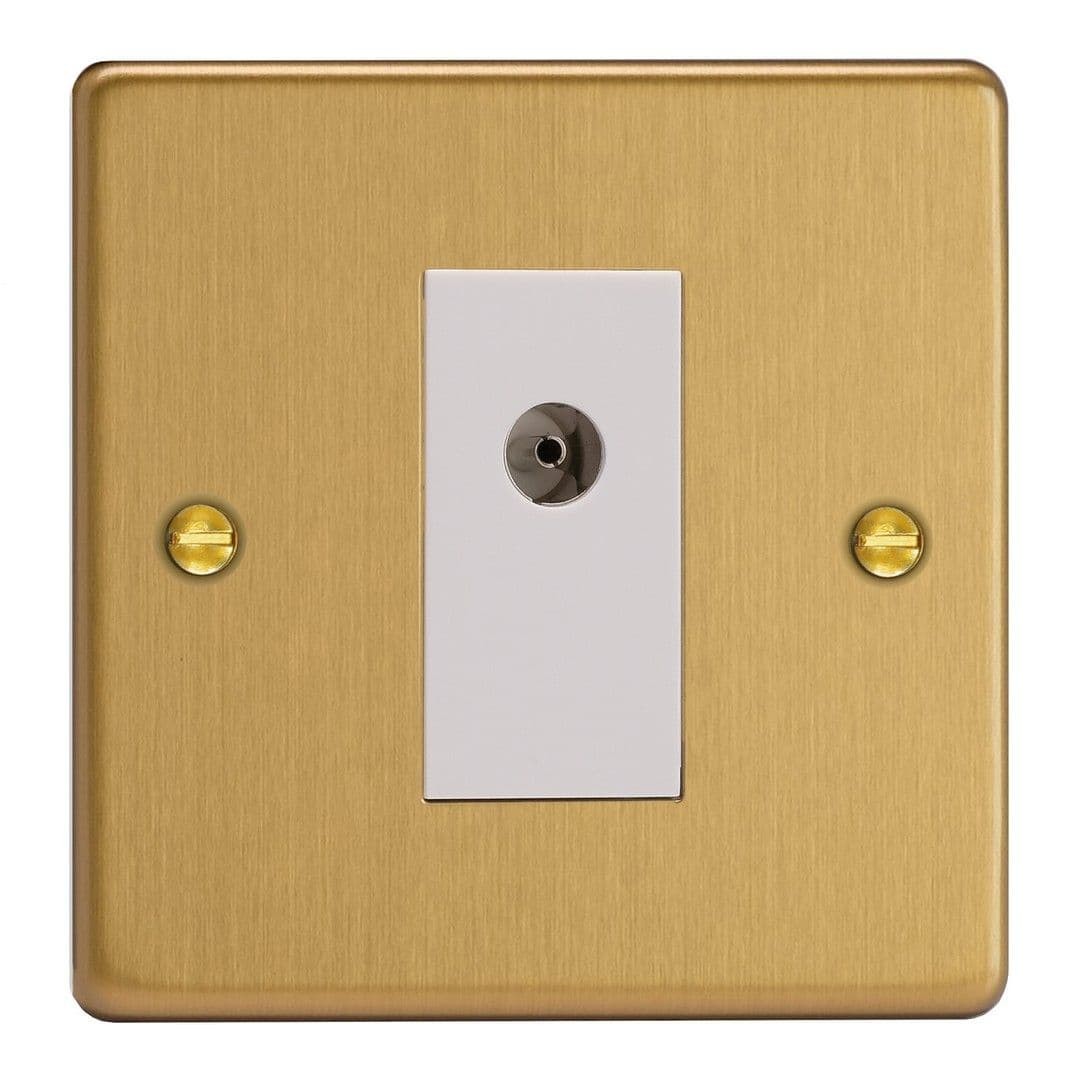 Varilight XDE8ISOW.BB Essential Brushed Brass 1 Gang TV Socket Isolated Co-axial