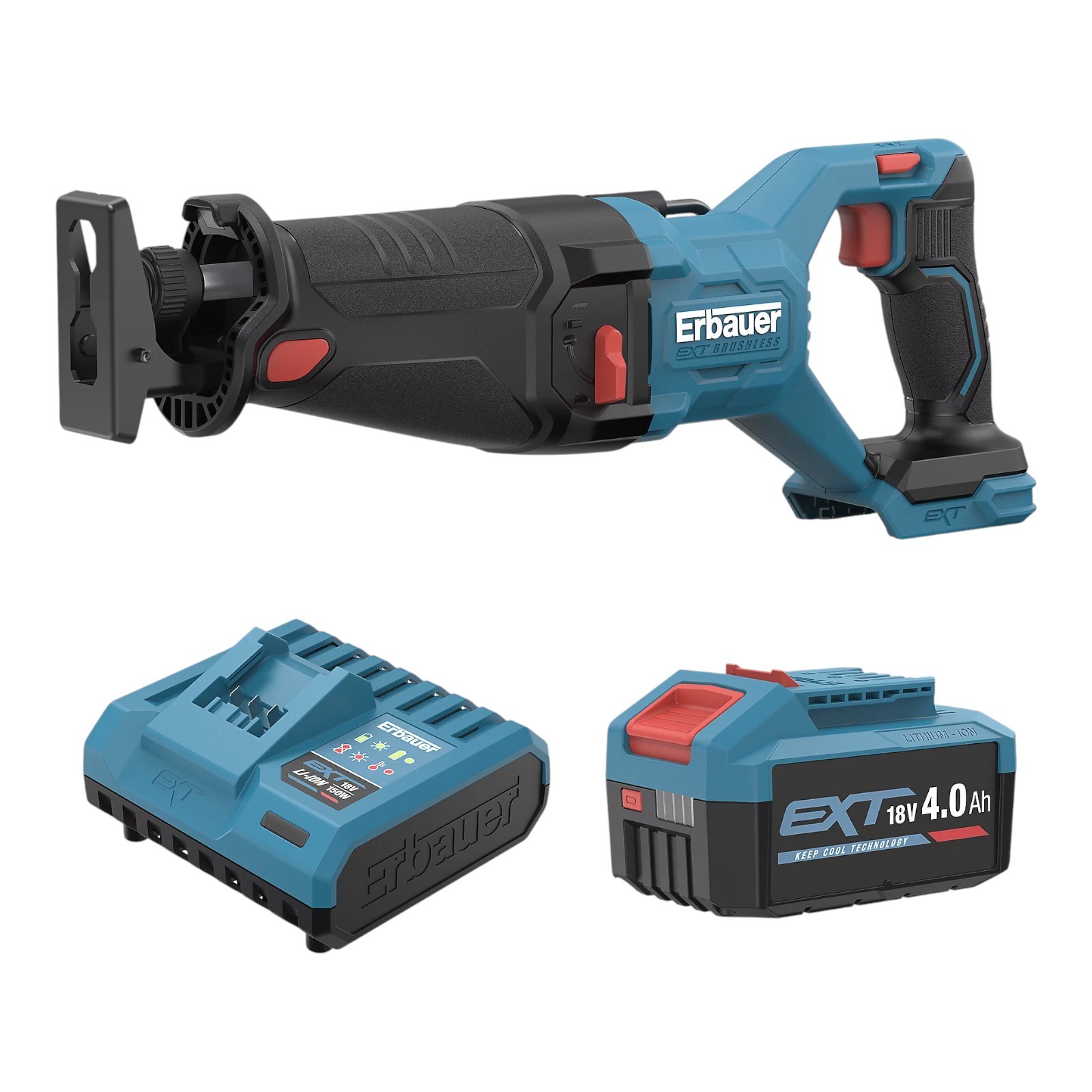 Erbauer ERI1089RSP 18V Brushless Cordless Reciprocating Saw 4.0Ah Battery Kit