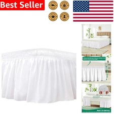 Drop Bed Skirt Wrap Around White Wrinkle Resistant Silky Fabric