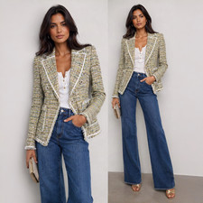 695 VERONICA BEARD Theron Multi Tweed Double Breasted Jacket Blazer Sz 4