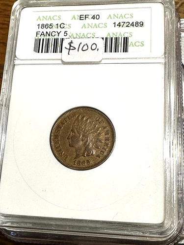 1865 Fancy 5 Indian Cent Old ANACS XF40 Beauty Best Price Ebay* CHRC