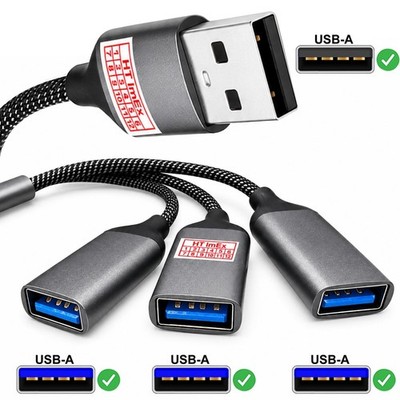 Soft and durable USB-C Male to drei USB Female OTG Charging Adapter Cable