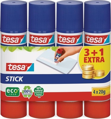 tesa Stick ecoLogo Klebestift 4 x 20 g lösemittelfrei geruchsneutral