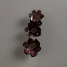 Hand Blown Art Glass Purple  Lavender Flower Tulip Votive Candle Holder  Vintage