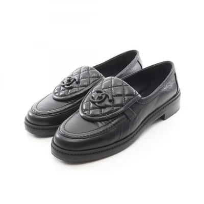 Chaussures mocassins CHANEL Matelasse Turnlock #37 1/2 G45474 cuir noir occas... - Photo 1/4