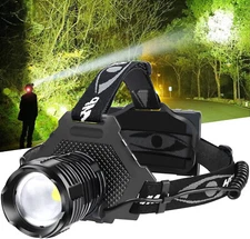 Rechargeable LED Headlamp 100000 Lumen, Super Bright Head Lamp Flashlight with 5