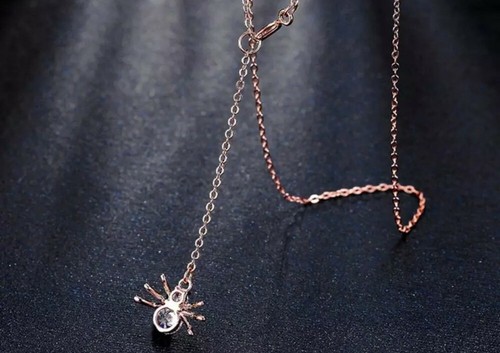 Crystal Spider necklace rose gold Halloween birthday christmas gothic choker 349 - Picture 3 of 5