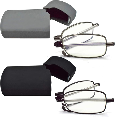Pack de 2 Gafas de Lectura Bloqueo de Luz Azul, Anti Deslumbramiento UV Fatiga Ocular, Plegables C