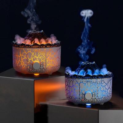 Diffuser Humidifier with 3D Flame and Volcano Effect,560Ml Aroma Essential Oil D
