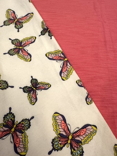GAP Kids Girls Neon Pink Rolled Sleeve Tunic White Butterfly Crop Leggings S 6 7 - Picture 3 of 11