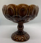 McCoy Glaze Pottery Moon and Stars Pedestal Compote Brown