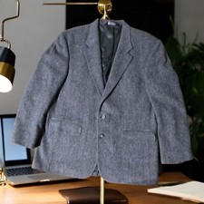 Lands End Gray Wool Blazer Men's Size 43 Two-Button Single-Breasted Jacket